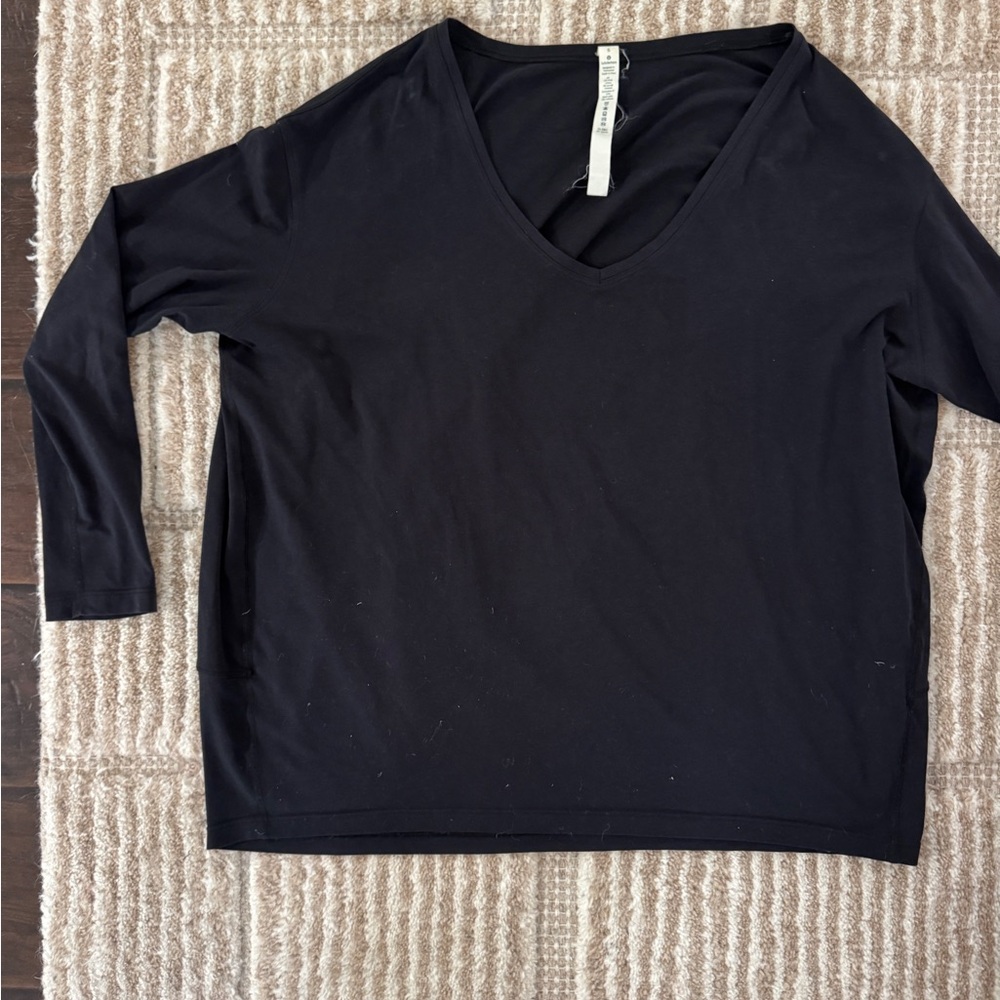 lululemon athletica Black Long Sleeve V-Neck Top